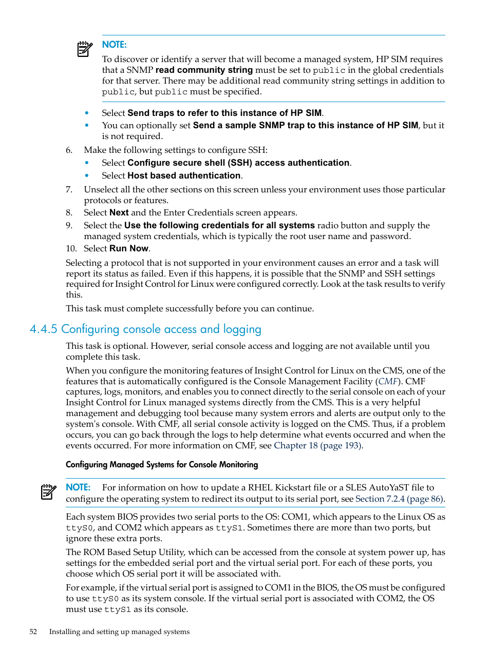 5 configuring console access and logging | HP Insight Control Software for Linux User Manual | Page 52 / 278