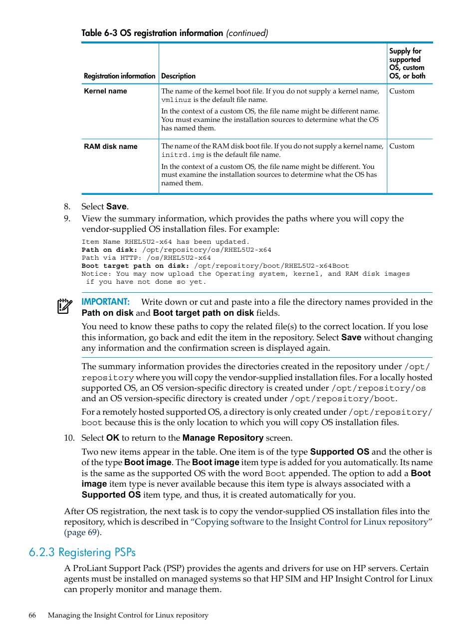 3 registering psps | HP Insight Control Software for Linux User Manual | Page 66 / 278