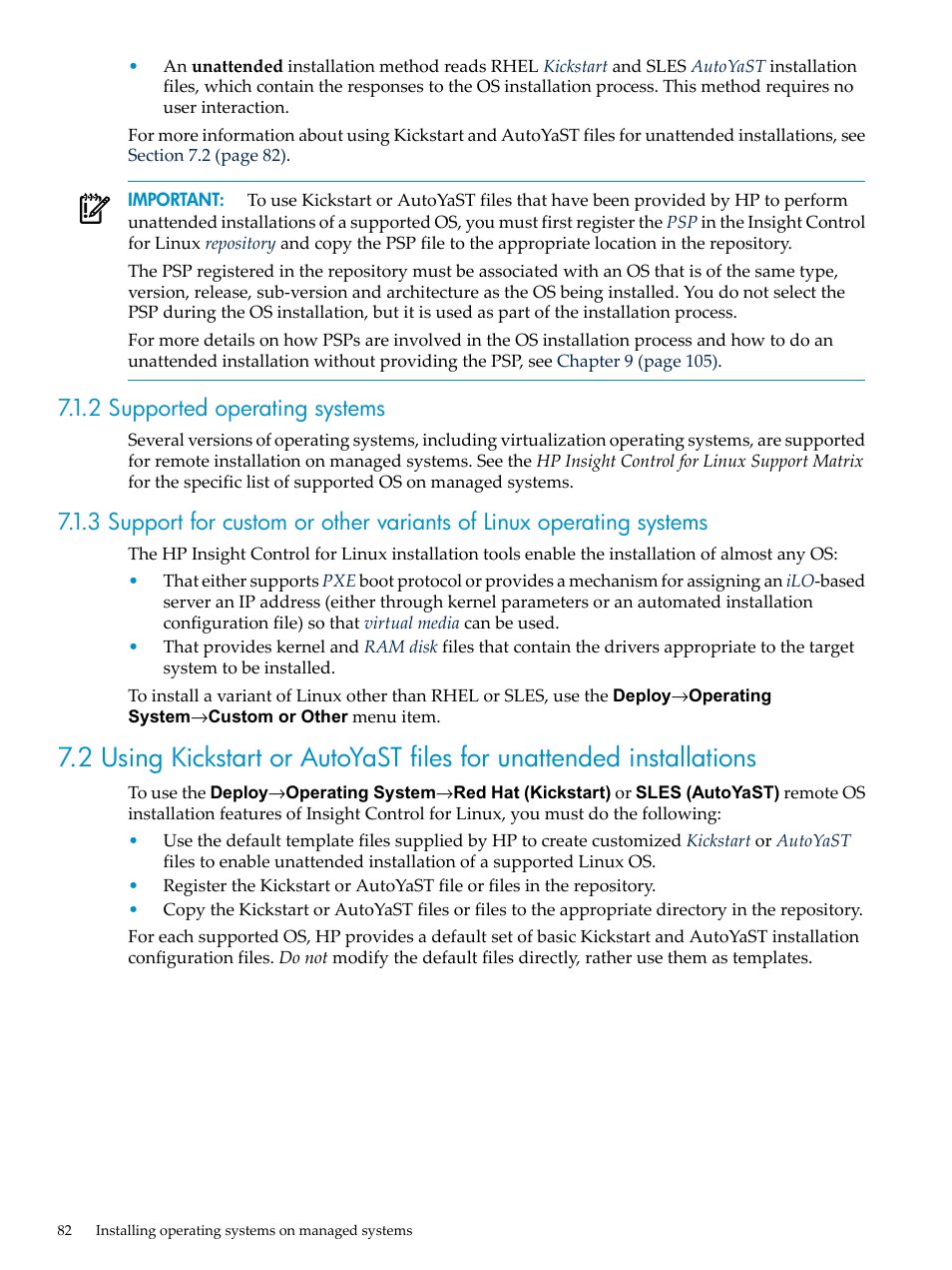 2 supported operating systems | HP Insight Control Software for Linux User Manual | Page 82 / 278