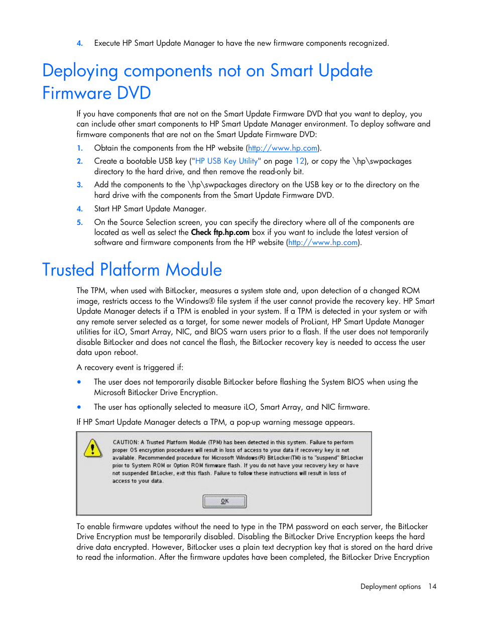 Trusted platform module | HP SmartStart-Software User Manual | Page 14 / 52