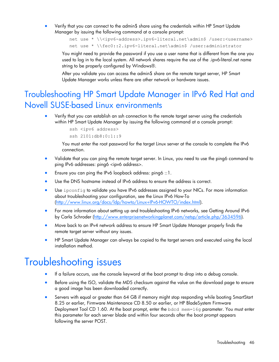 Troubleshooting issues | HP SmartStart-Software User Manual | Page 46 / 52