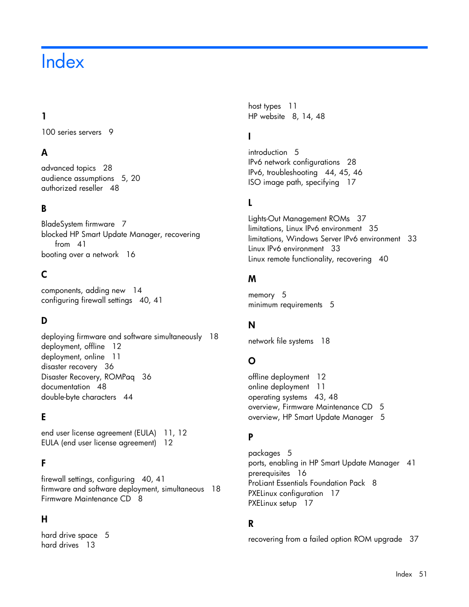 Index | HP SmartStart-Software User Manual | Page 51 / 52