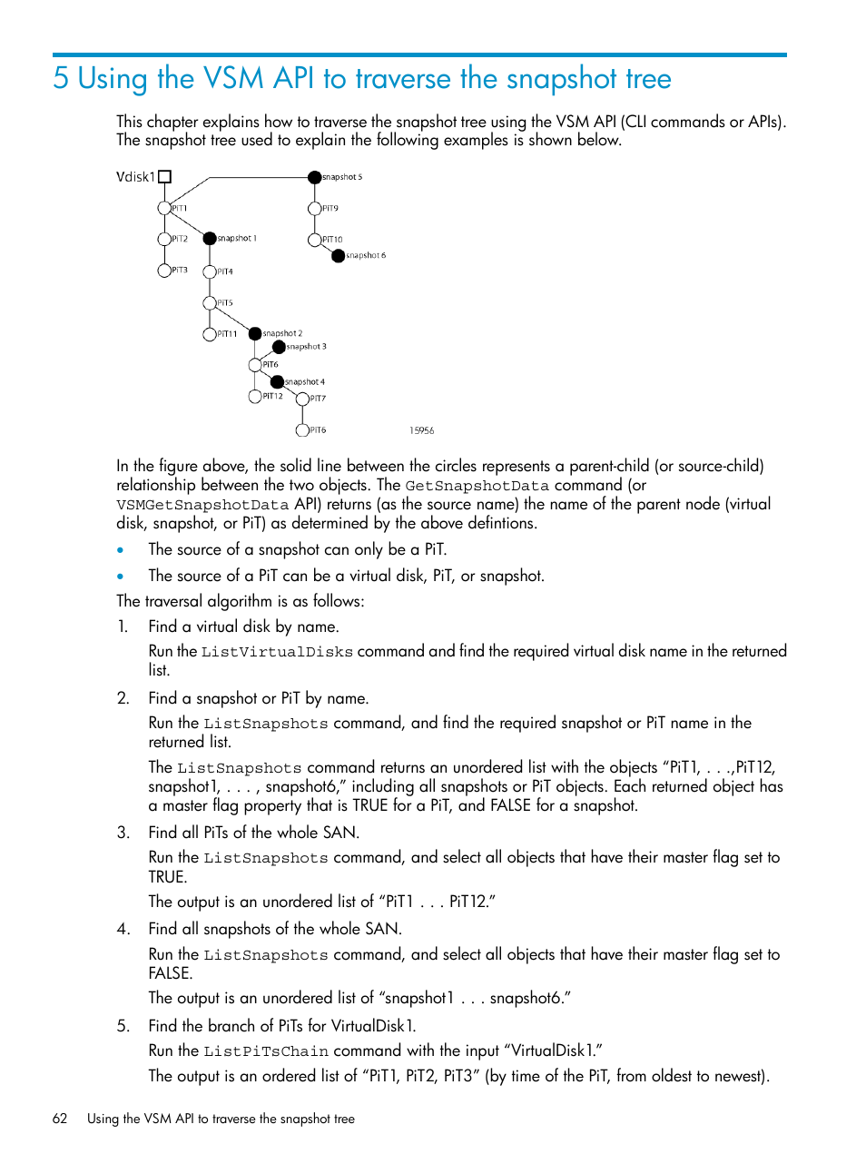 5 using the vsm api to traverse the snapshot tree | HP SAN Virtualization Services Platform User Manual | Page 62 / 79