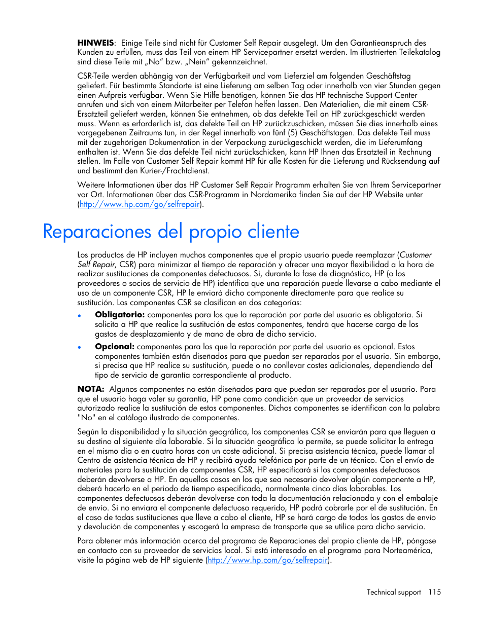 Reparaciones del propio cliente | HP ProLiant ML570 G4 Server User Manual | Page 115 / 125