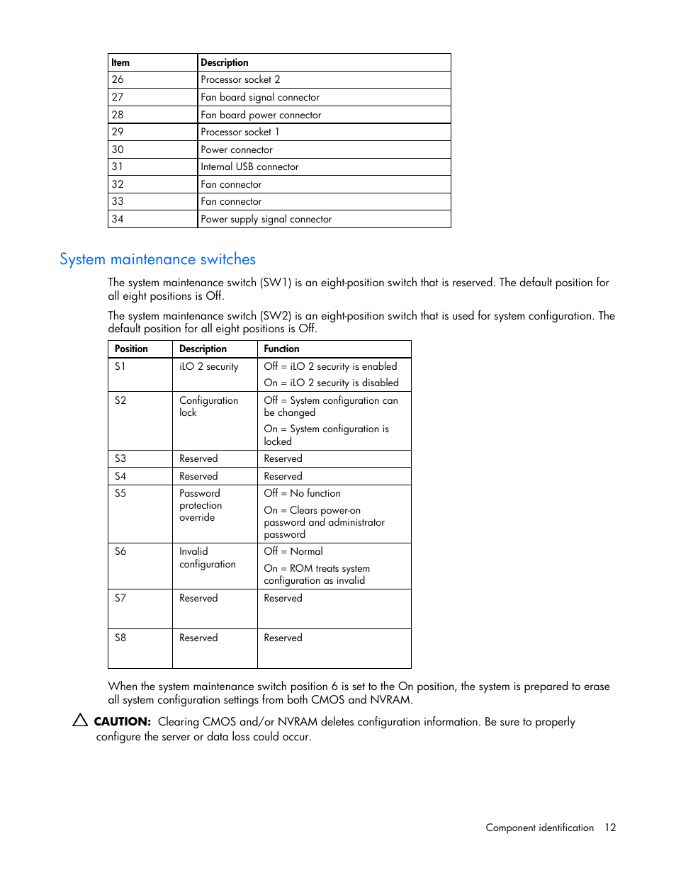 System maintenance switches | HP ProLiant ML570 G4 Server User Manual | Page 12 / 125