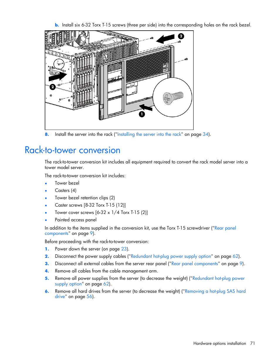 Rack-to-tower conversion | HP ProLiant ML570 G4 Server User Manual | Page 71 / 125