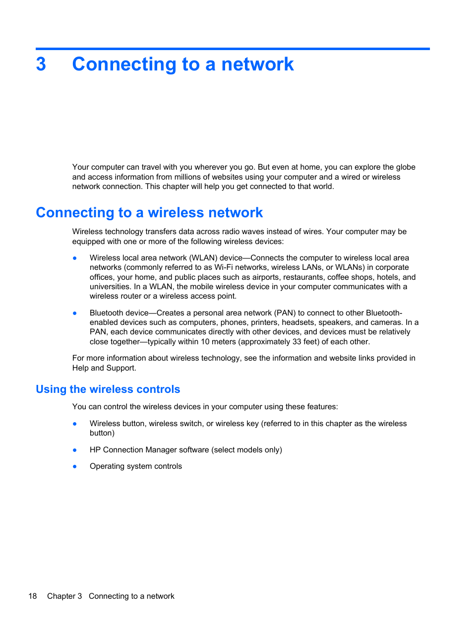 Connecting to a network, Connecting to a wireless network, Using the wireless controls | 3 connecting to a network, Connecting, 3connecting to a network | HP Pavilion dv6-7122he Entertainment Notebook PC User Manual | Page 28 / 104