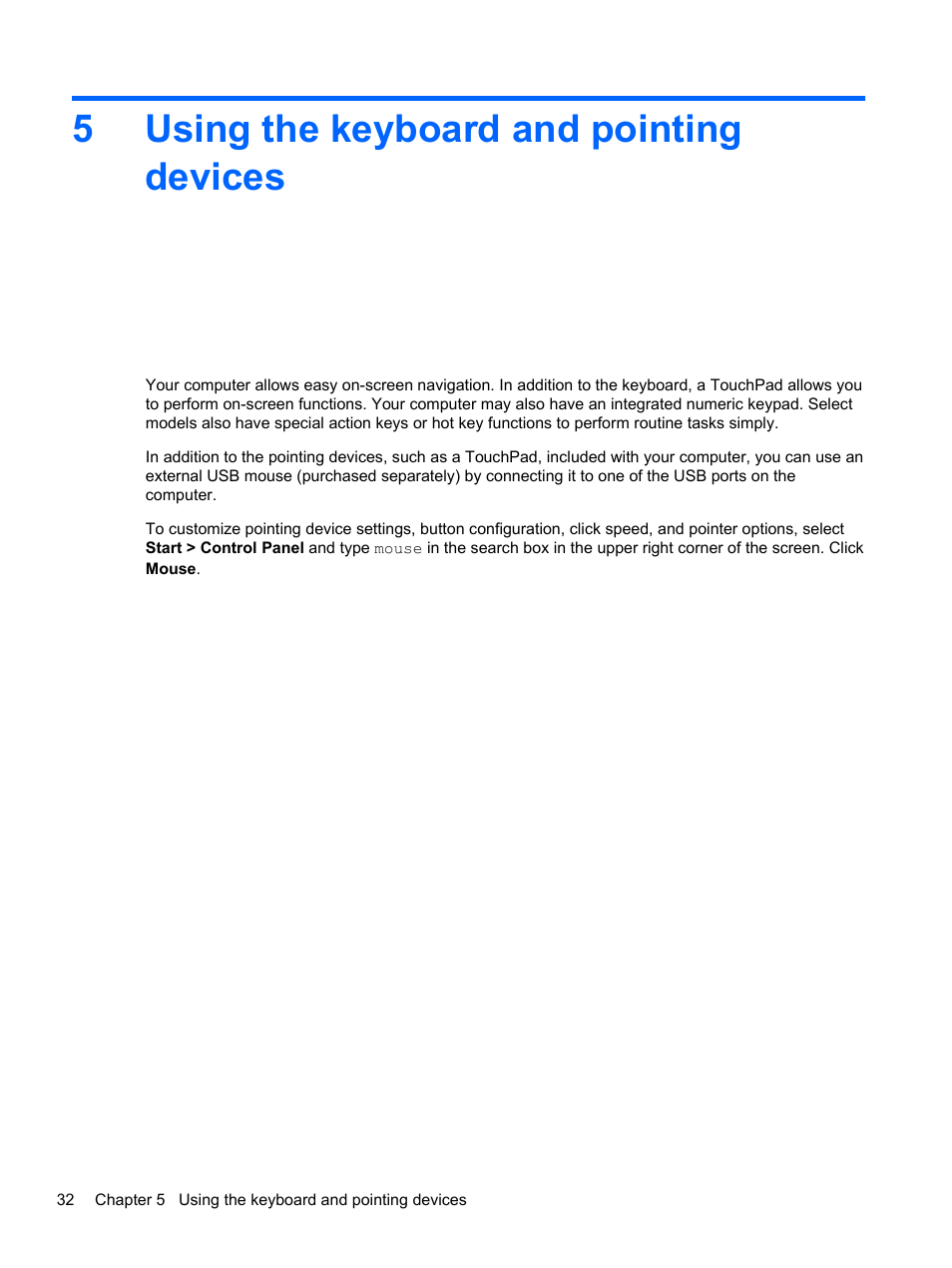 Using the keyboard and pointing devices, 5 using the keyboard and pointing devices, 5using the keyboard and pointing devices | HP Pavilion dv6-7122he Entertainment Notebook PC User Manual | Page 42 / 104