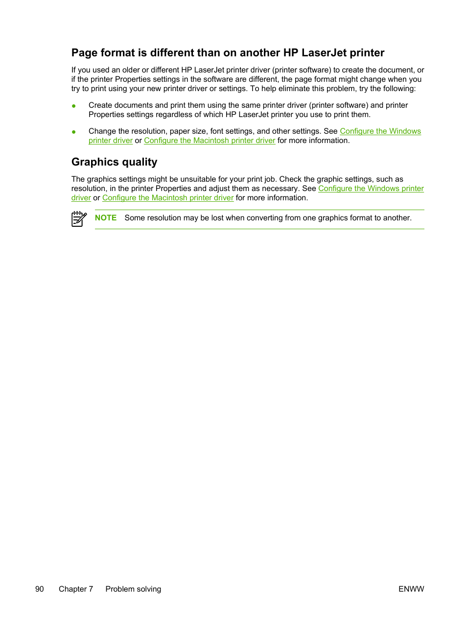 Graphics quality | HP LaserJet P2015 User Manual | Page 100 / 158