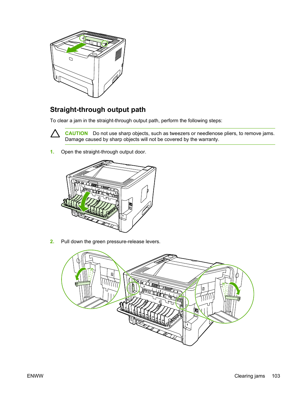Straight-through output path | HP LaserJet P2015 User Manual | Page 113 / 158