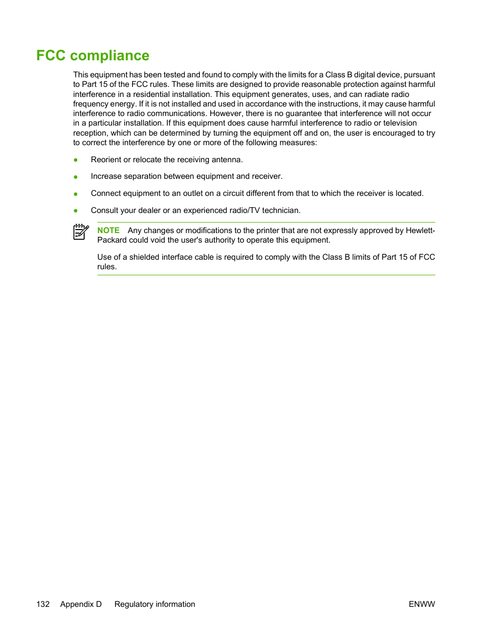 Fcc compliance | HP LaserJet P2015 User Manual | Page 142 / 158