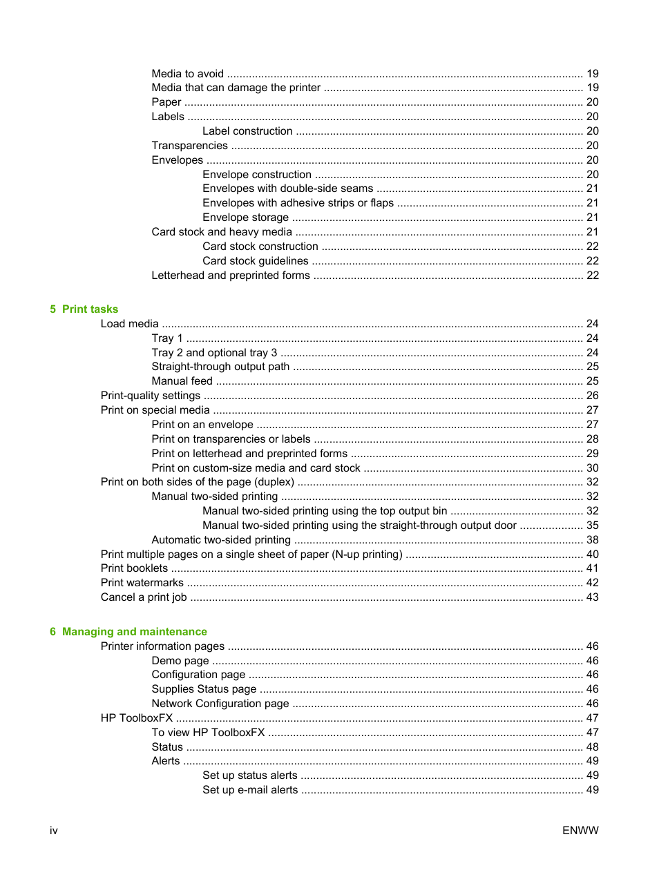 HP LaserJet P2015 User Manual | Page 6 / 158