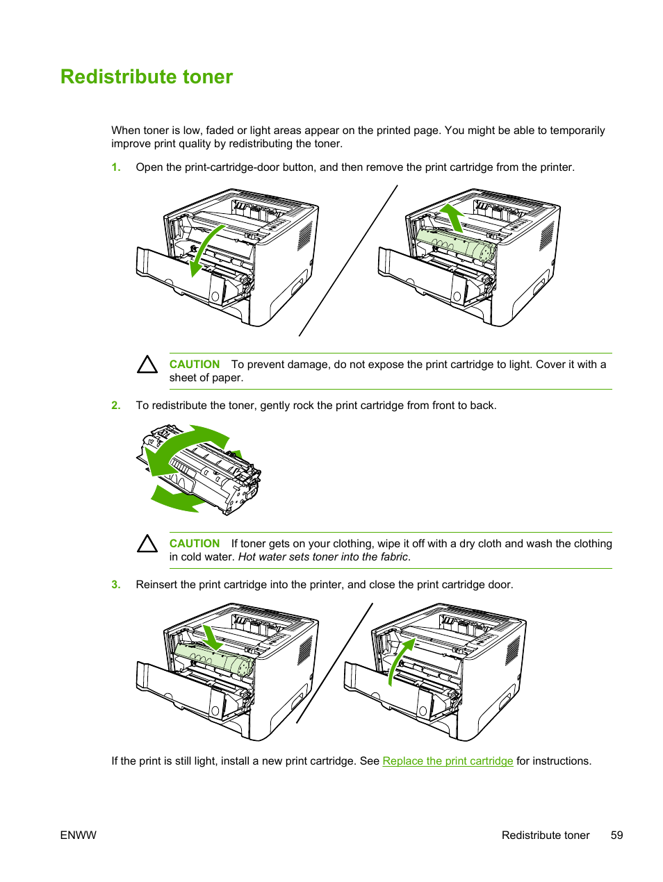 Redistribute toner | HP LaserJet P2015 User Manual | Page 69 / 158