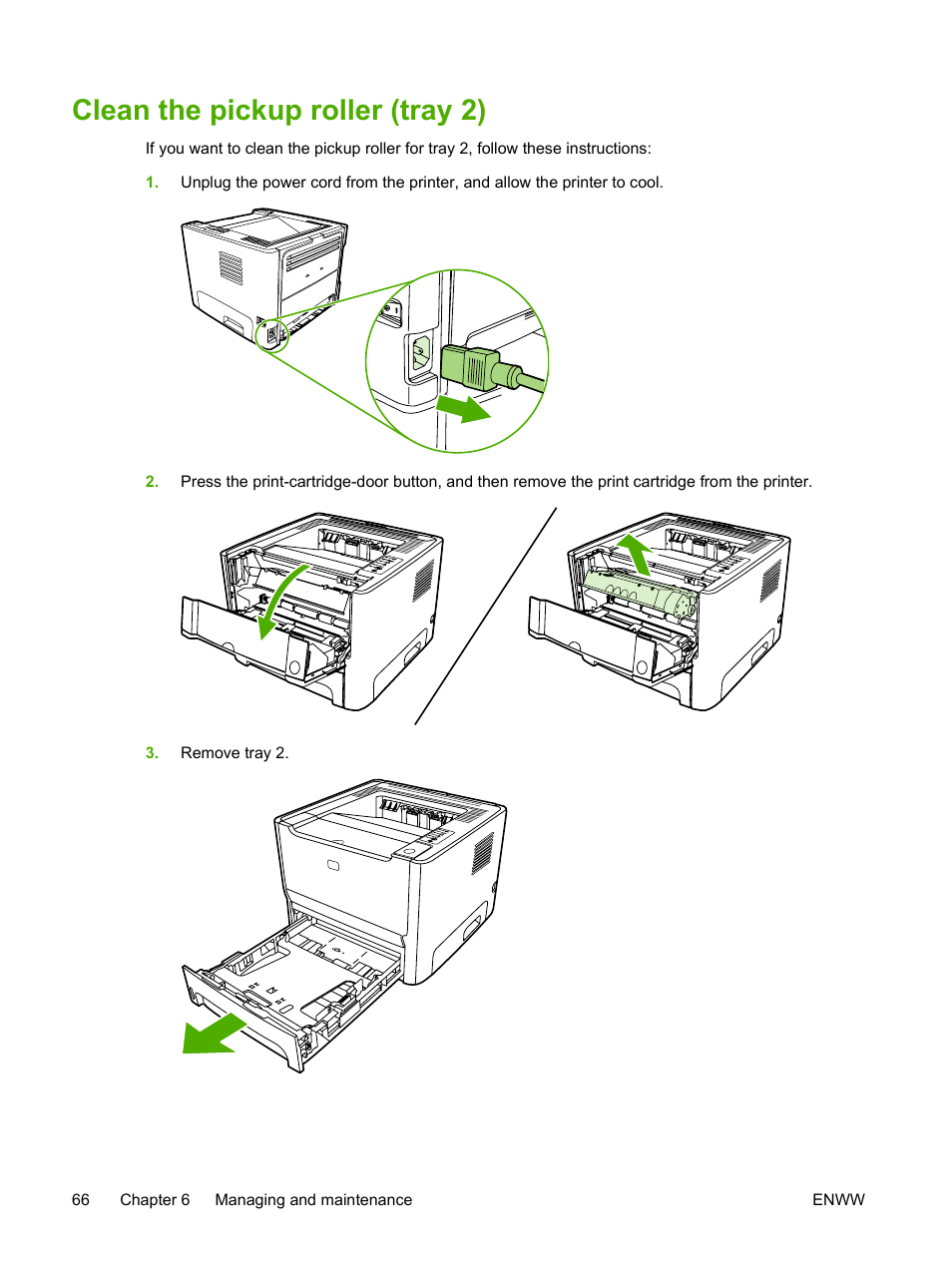 Clean the pickup roller (tray 2) | HP LaserJet P2015 User Manual | Page 76 / 158