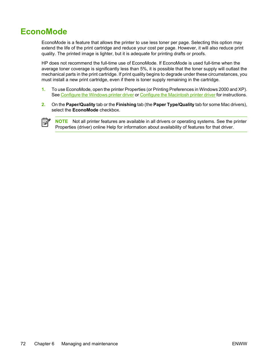 Economode | HP LaserJet P2015 User Manual | Page 82 / 158