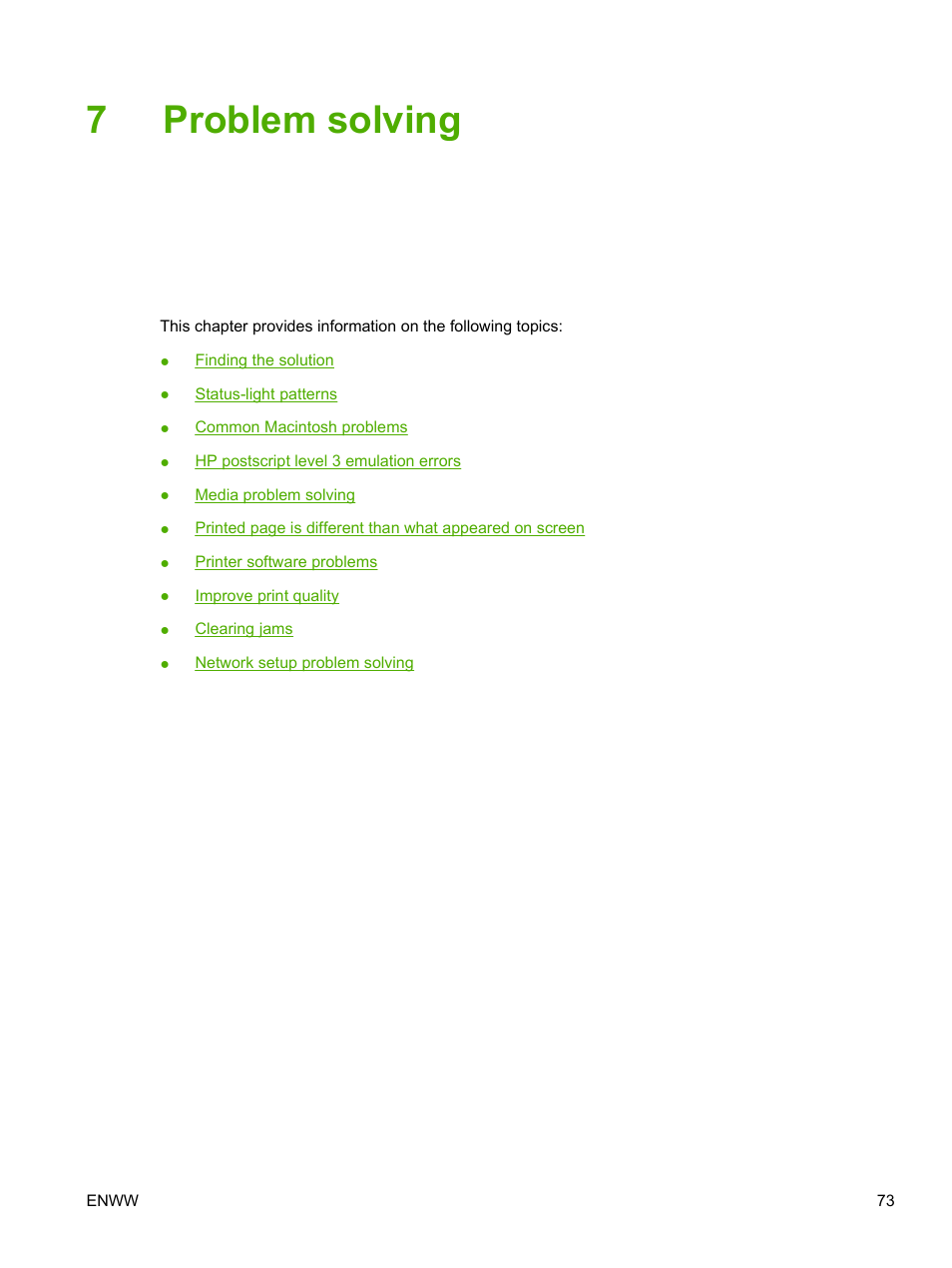 Problem solving, 7 problem solving, 7problem solving | HP LaserJet P2015 User Manual | Page 83 / 158