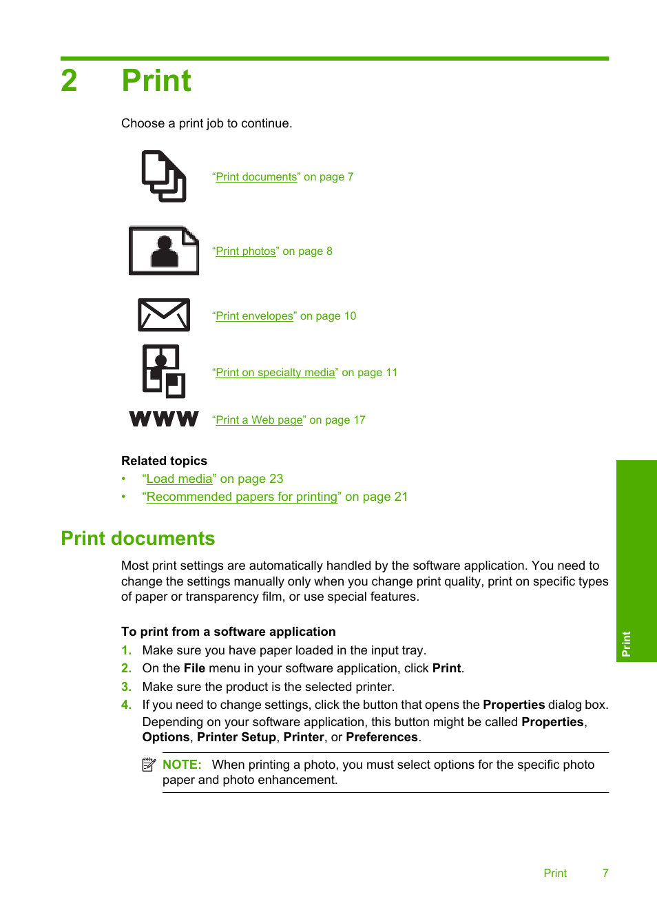 Print, Print documents, 2 print | 2print | HP Deskjet F4480 User Manual | Page 10 / 113