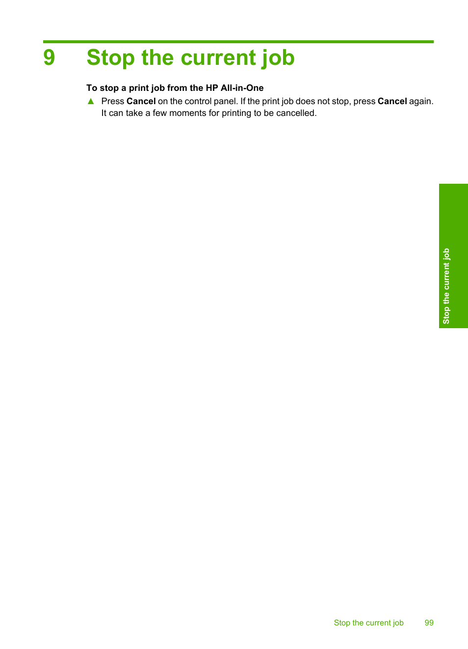 9stop the current job | HP Deskjet F4480 User Manual | Page 102 / 113