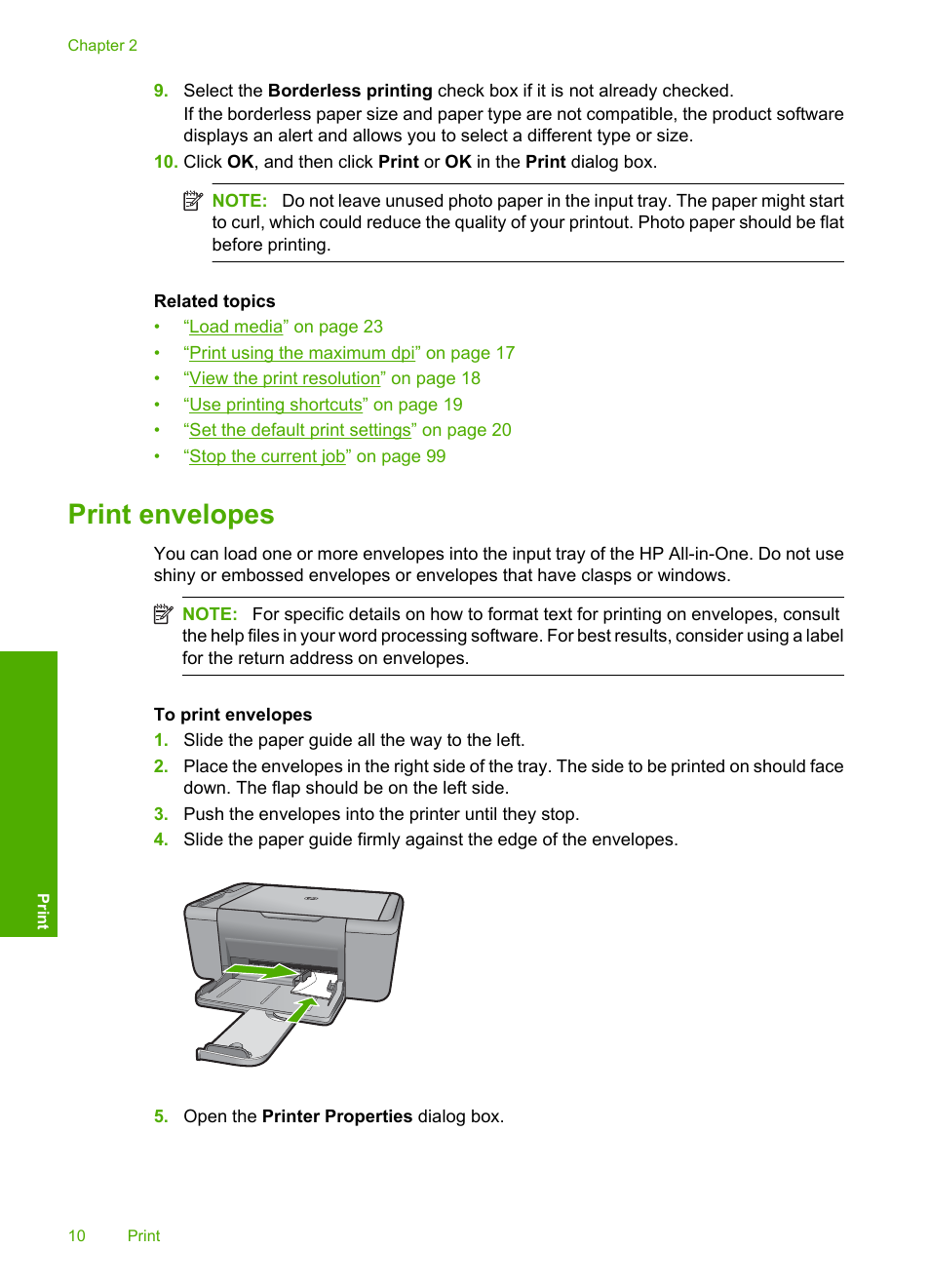 Print envelopes | HP Deskjet F4480 User Manual | Page 13 / 113