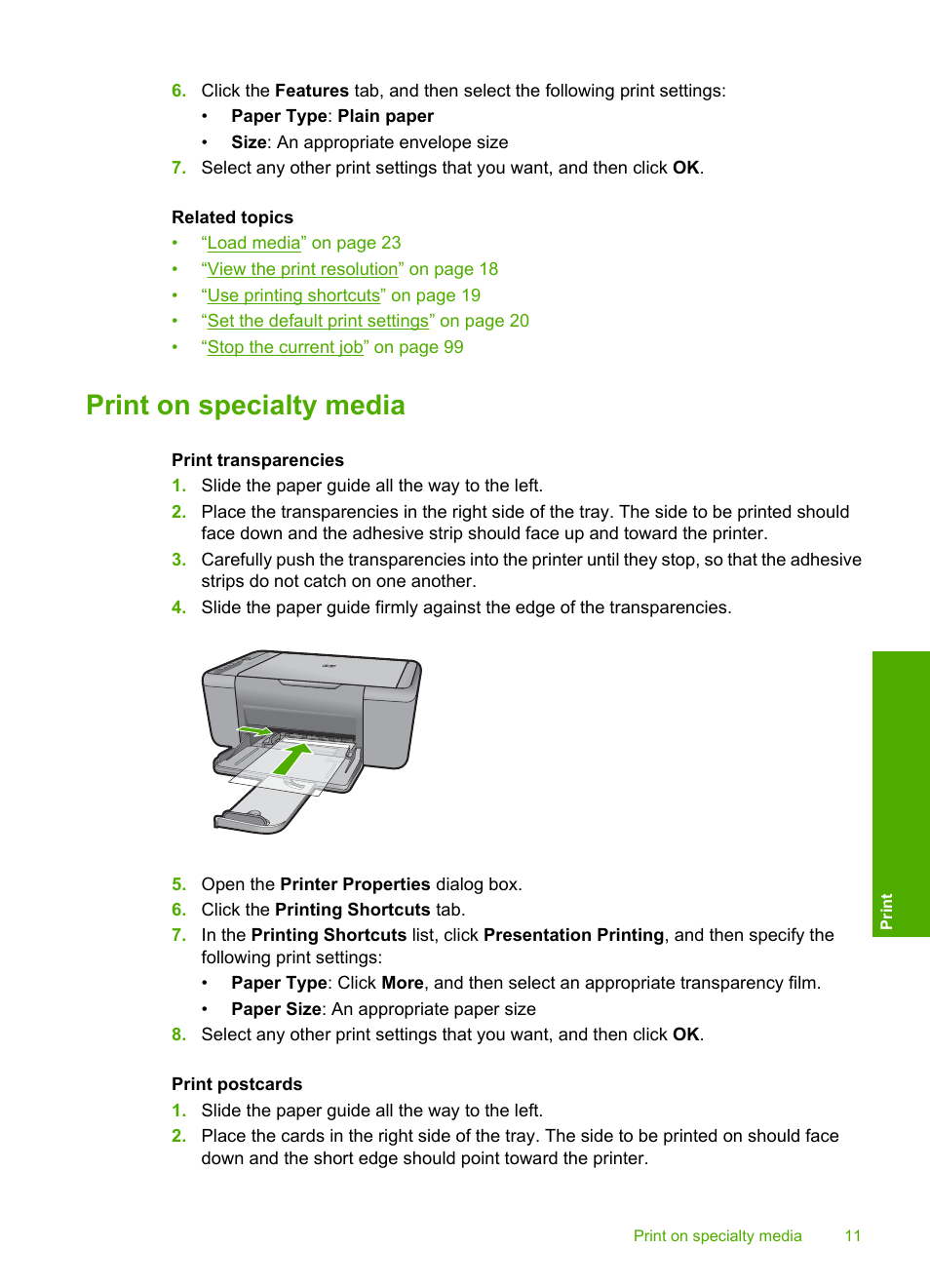 Print on specialty media | HP Deskjet F4480 User Manual | Page 14 / 113