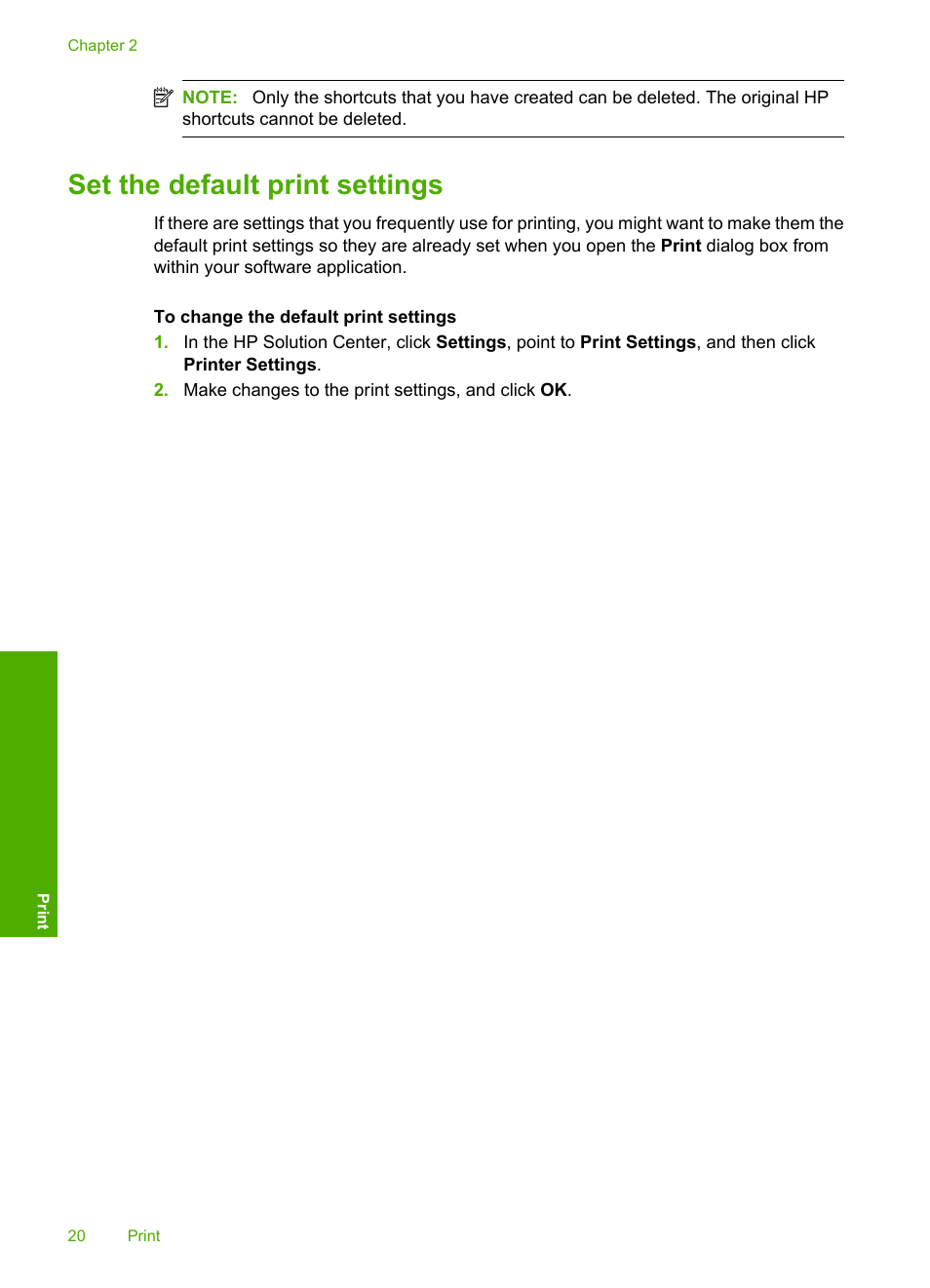 Set the default print settings | HP Deskjet F4480 User Manual | Page 23 / 113