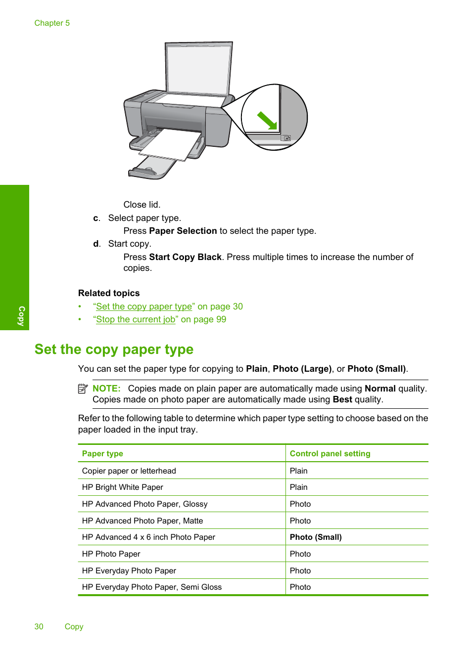 Set the copy paper type | HP Deskjet F4480 User Manual | Page 33 / 113