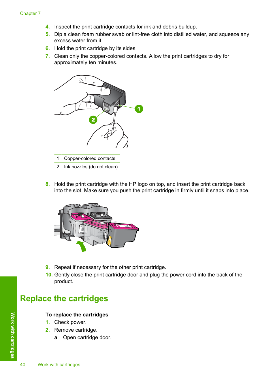 Replace the cartridges | HP Deskjet F4480 User Manual | Page 43 / 113