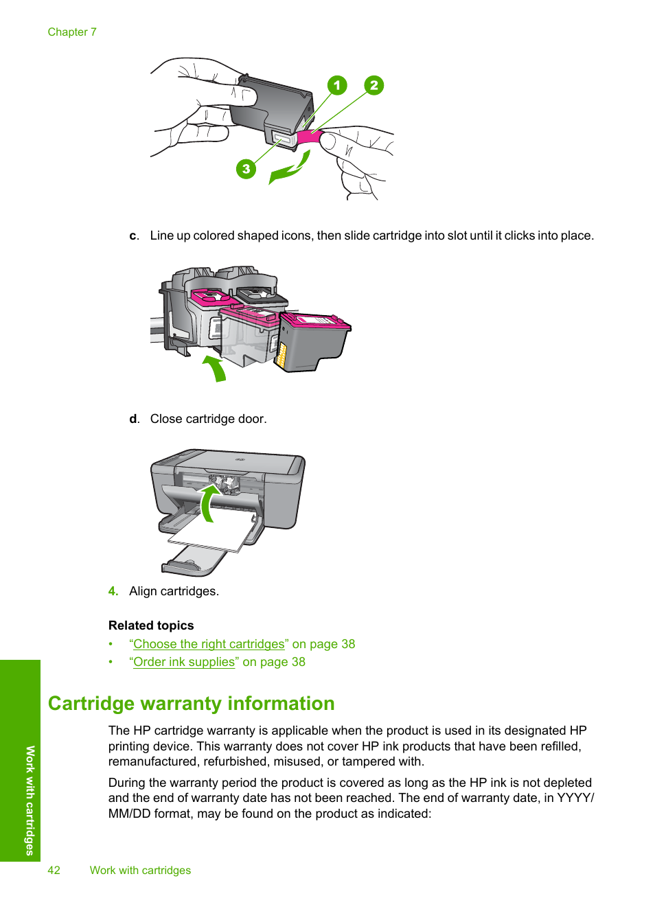 Cartridge warranty information | HP Deskjet F4480 User Manual | Page 45 / 113