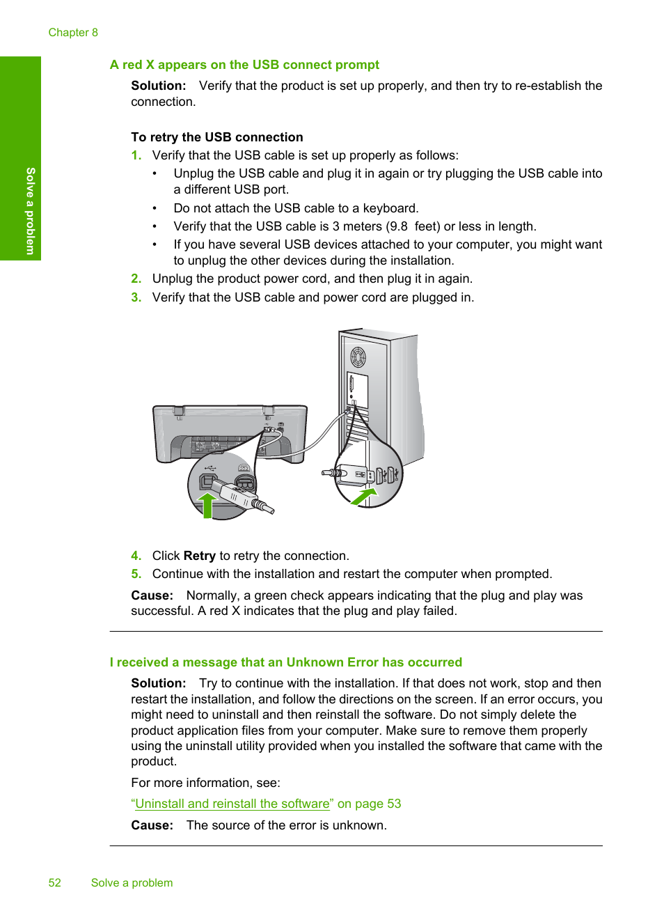 A red x appears on the usb connect prompt | HP Deskjet F4480 User Manual | Page 55 / 113