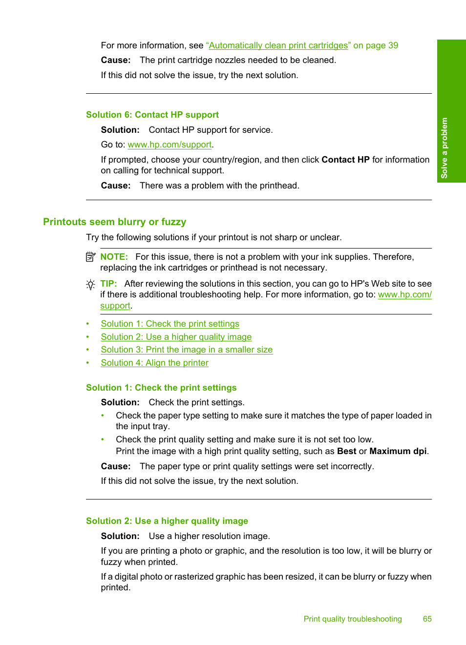 Printouts seem blurry or fuzzy, Solution 6: contact hp support | HP Deskjet F4480 User Manual | Page 68 / 113