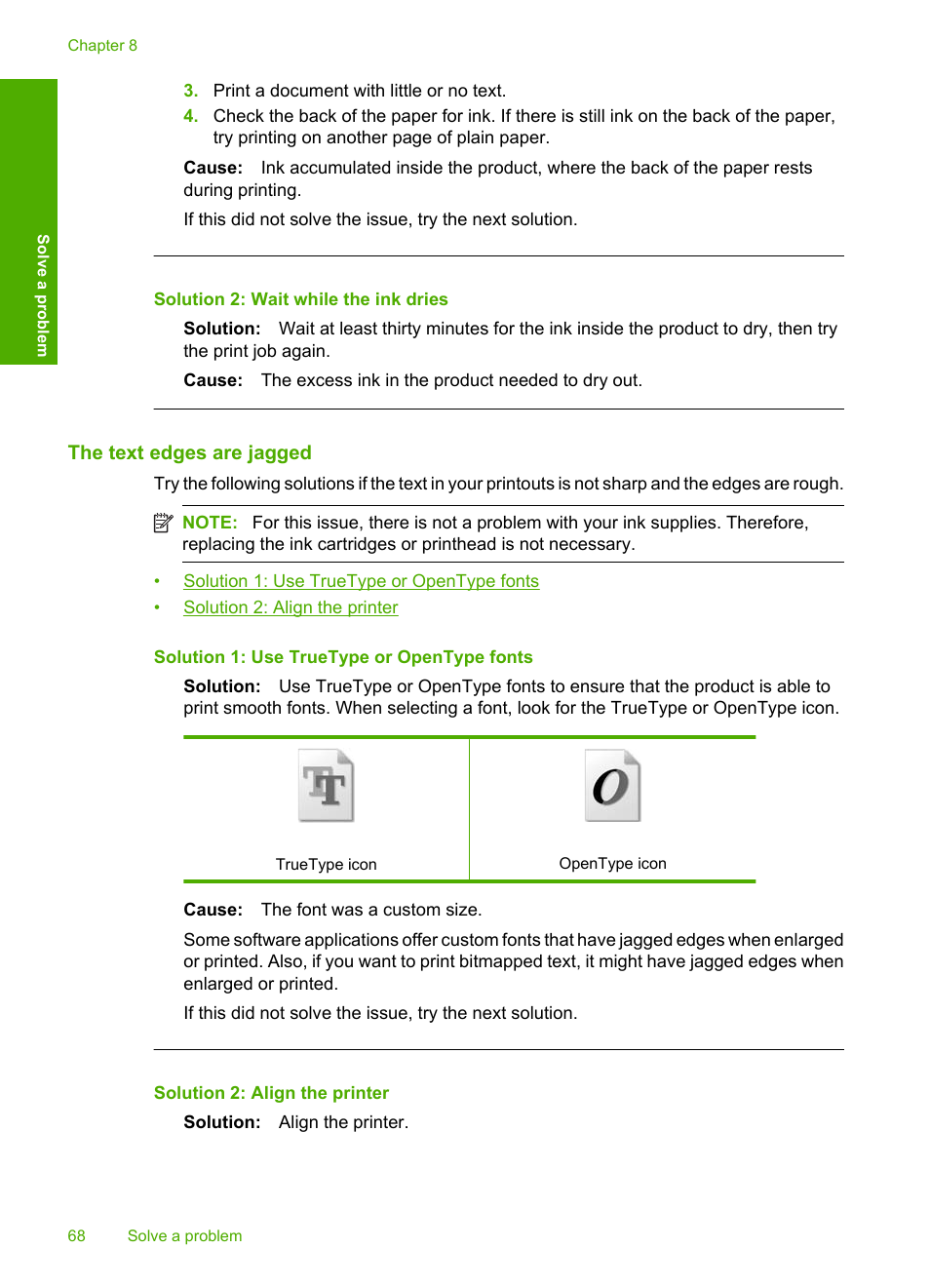 The text edges are jagged, Solution 2: wait while the ink dries | HP Deskjet F4480 User Manual | Page 71 / 113