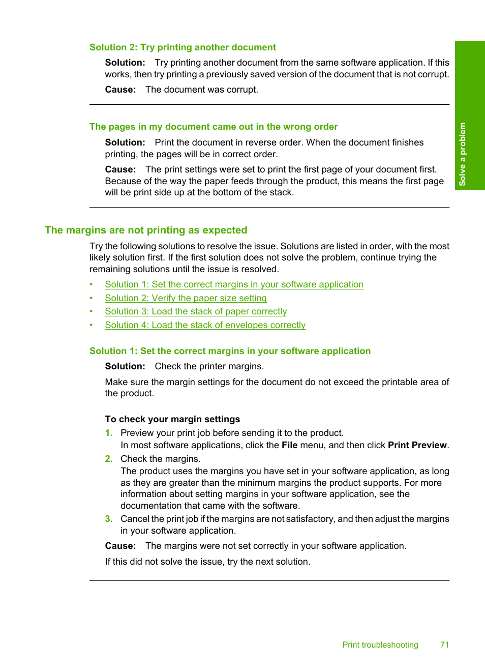 The margins are not printing as expected | HP Deskjet F4480 User Manual | Page 74 / 113