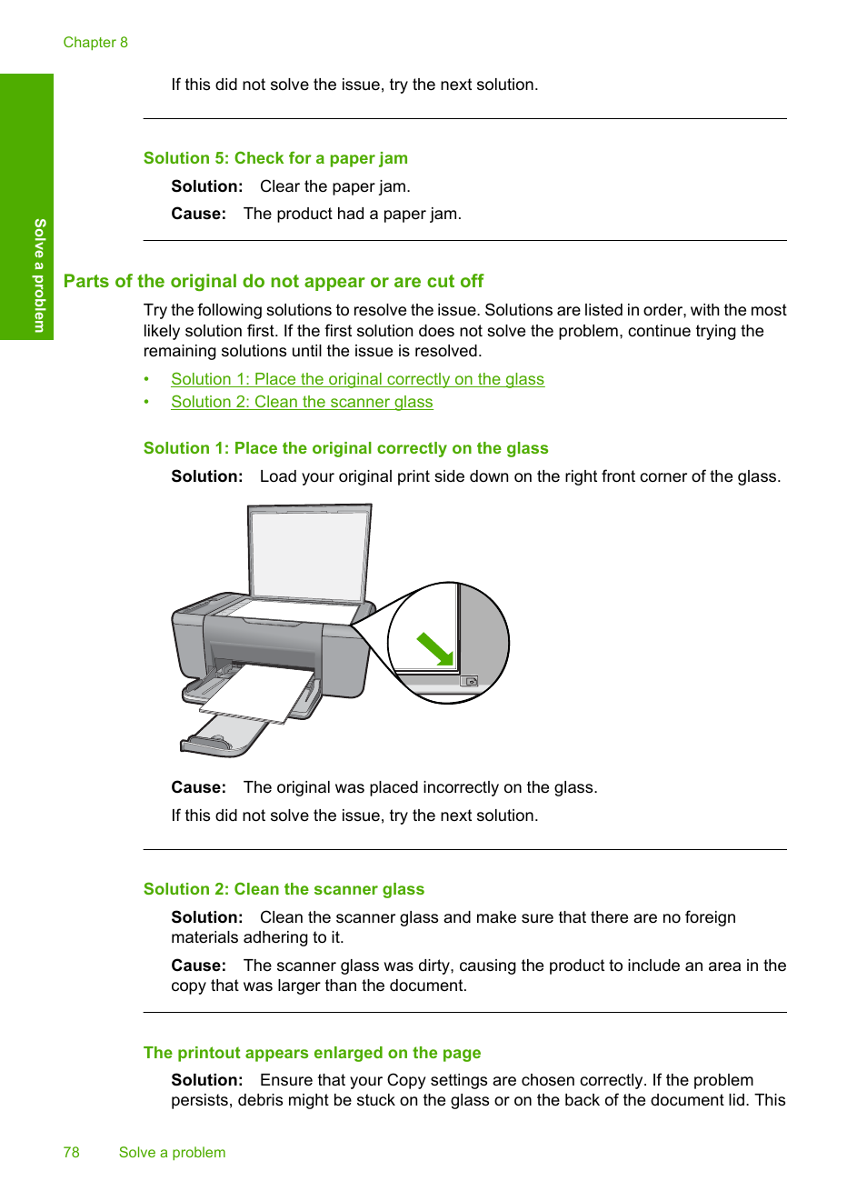 Parts of the original do not appear or are cut off | HP Deskjet F4480 User Manual | Page 81 / 113