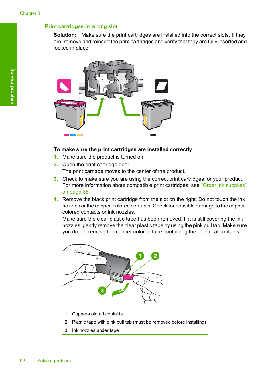 Print cartridges in wrong slot | HP Deskjet F4480 User Manual | Page 95 / 113