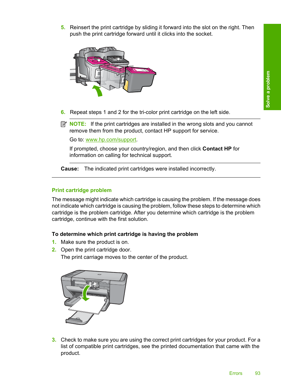 Print cartridge problem | HP Deskjet F4480 User Manual | Page 96 / 113