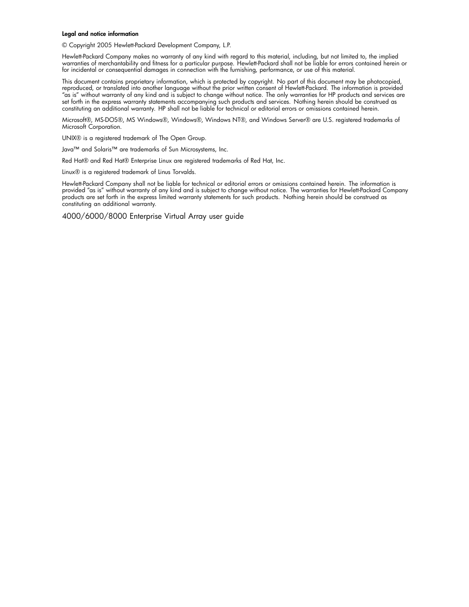 HP 4000.6000.8000 Enterprise Virtual Arrays User Manual | Page 2 / 169