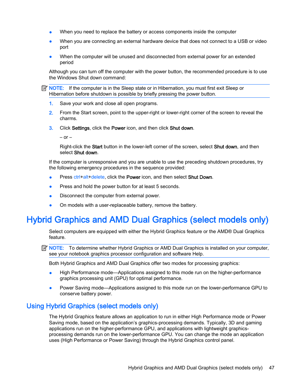 Using hybrid graphics (select models only) | HP Pavilion 14z-v000 CTO Notebook PC User Manual | Page 57 / 82