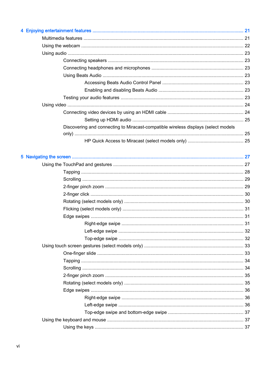 HP Pavilion 14z-v000 CTO Notebook PC User Manual | Page 6 / 82