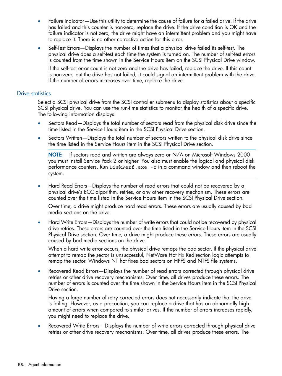 Drive statistics | HP Insight Management Agents User Manual | Page 100 / 177