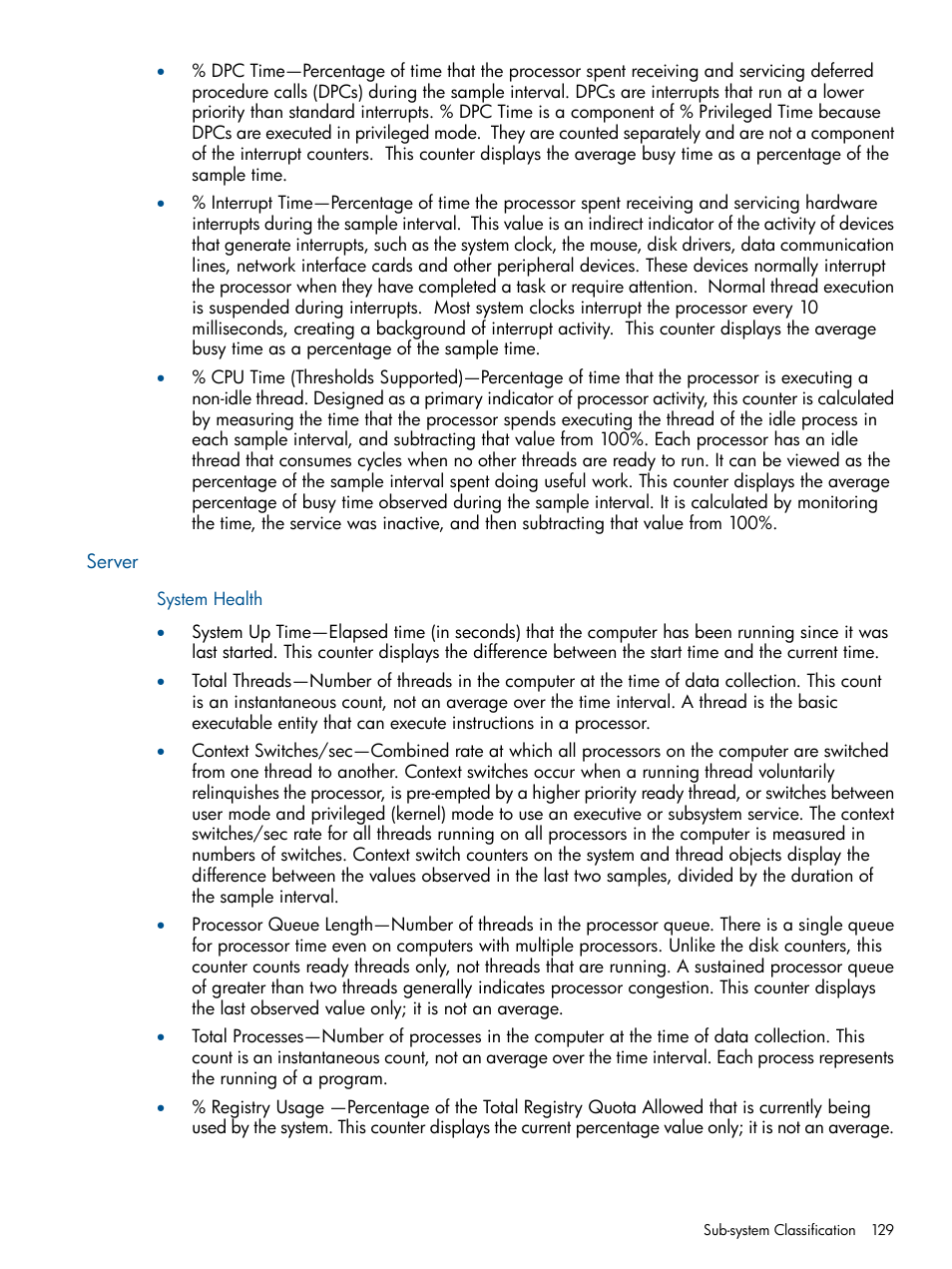 Server, System health | HP Insight Management Agents User Manual | Page 129 / 177