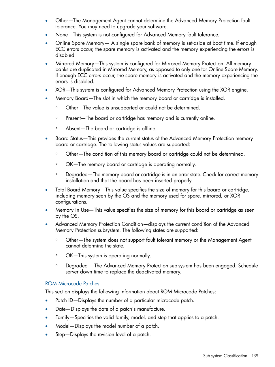 Rom microcode patches | HP Insight Management Agents User Manual | Page 139 / 177