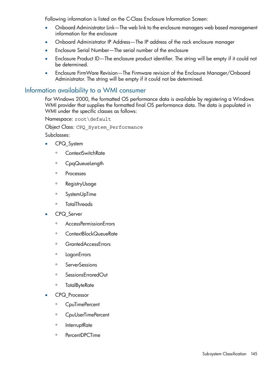 Information availability to a wmi consumer | HP Insight Management Agents User Manual | Page 145 / 177