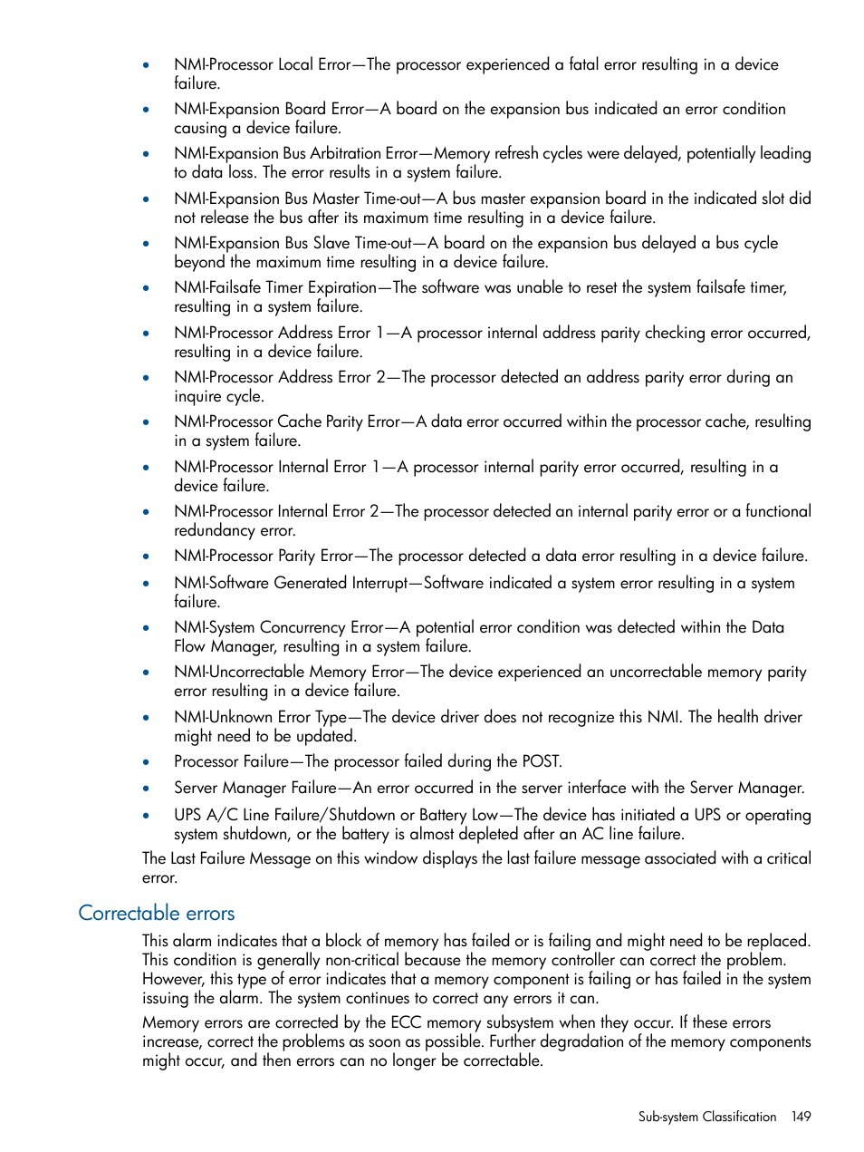 Correctable errors | HP Insight Management Agents User Manual | Page 149 / 177