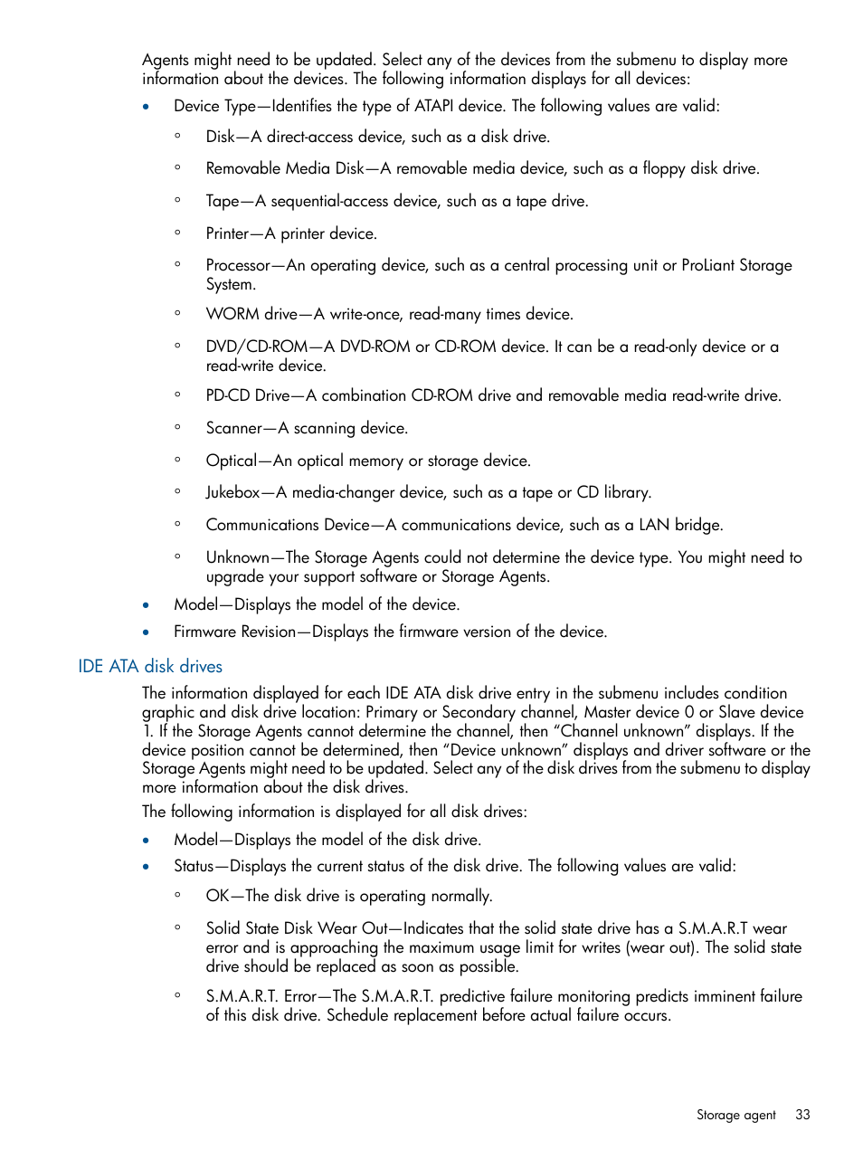 Ide ata disk drives | HP Insight Management Agents User Manual | Page 33 / 177