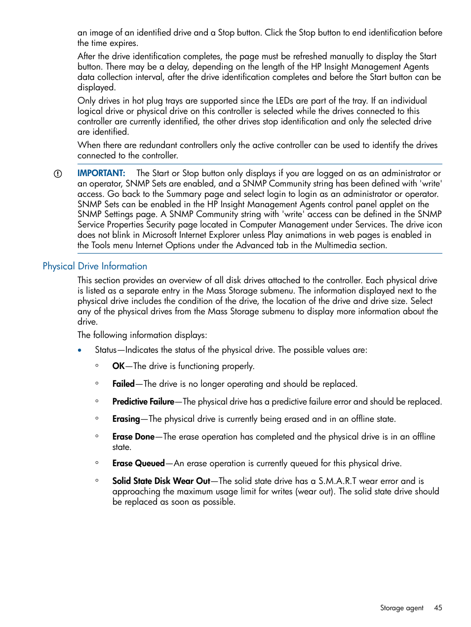 Physical drive information | HP Insight Management Agents User Manual | Page 45 / 177