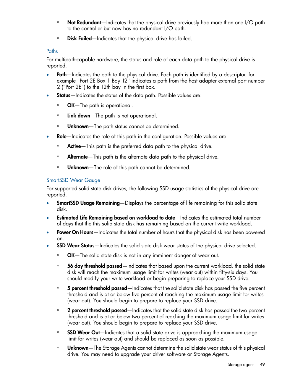 Paths, Smartssd wear gauge, Paths smartssd wear gauge | HP Insight Management Agents User Manual | Page 49 / 177