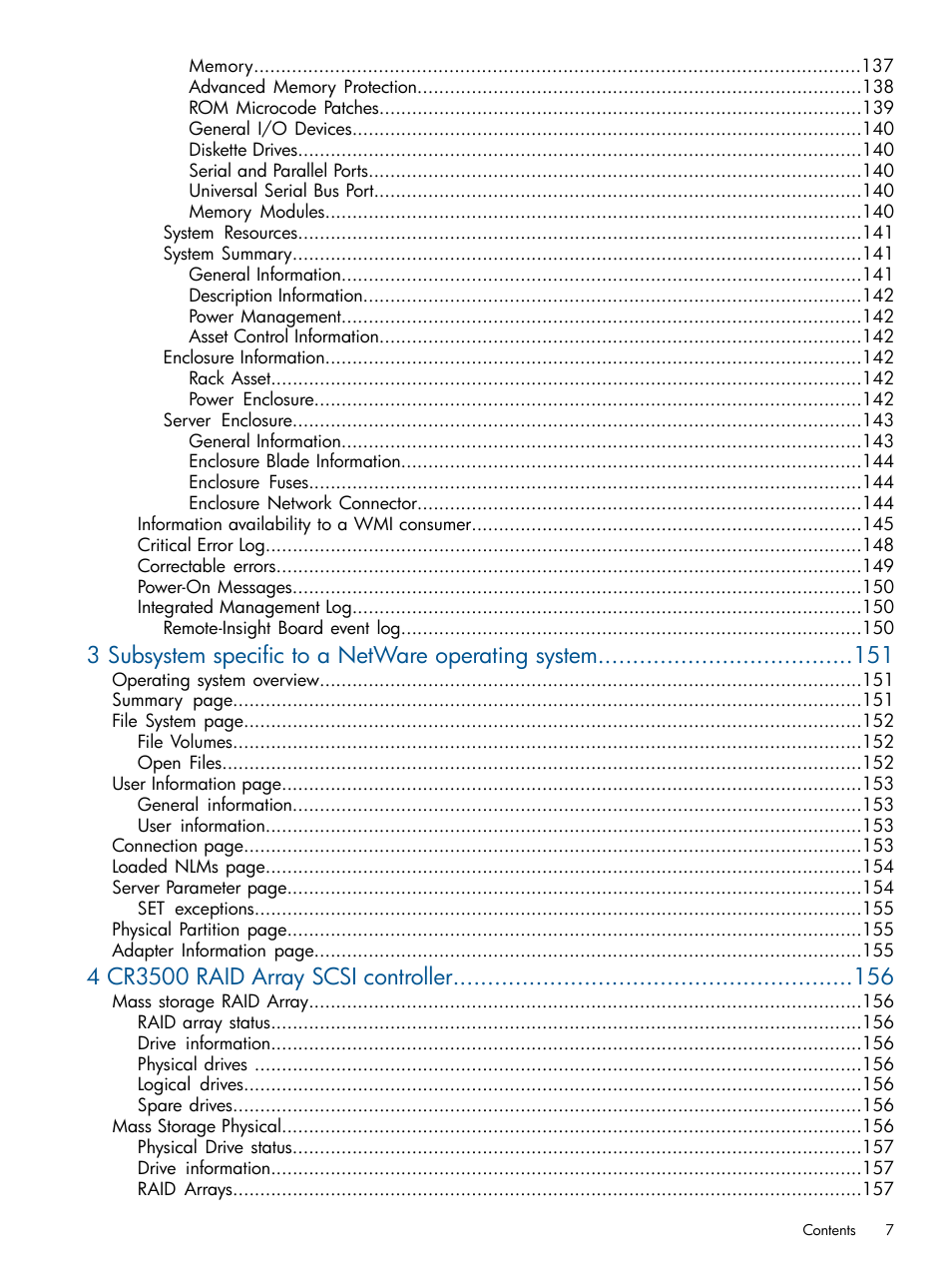 3 subsystem specific to a netware operating system | HP Insight Management Agents User Manual | Page 7 / 177