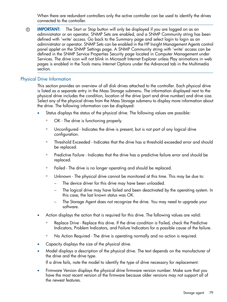 Physical drive information | HP Insight Management Agents User Manual | Page 79 / 177