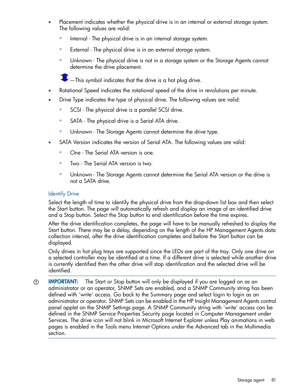 Identify drive | HP Insight Management Agents User Manual | Page 81 / 177
