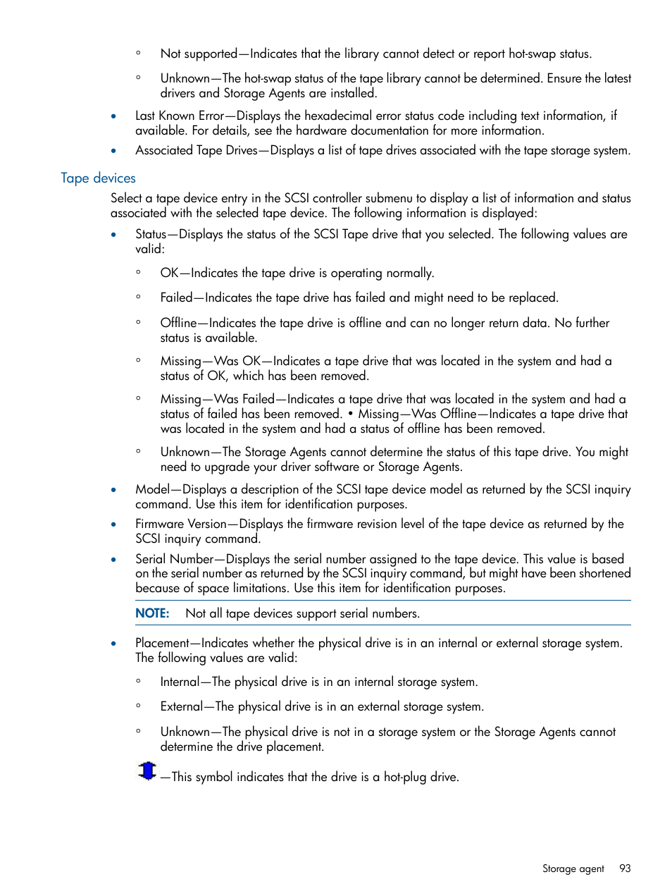 Tape devices | HP Insight Management Agents User Manual | Page 93 / 177